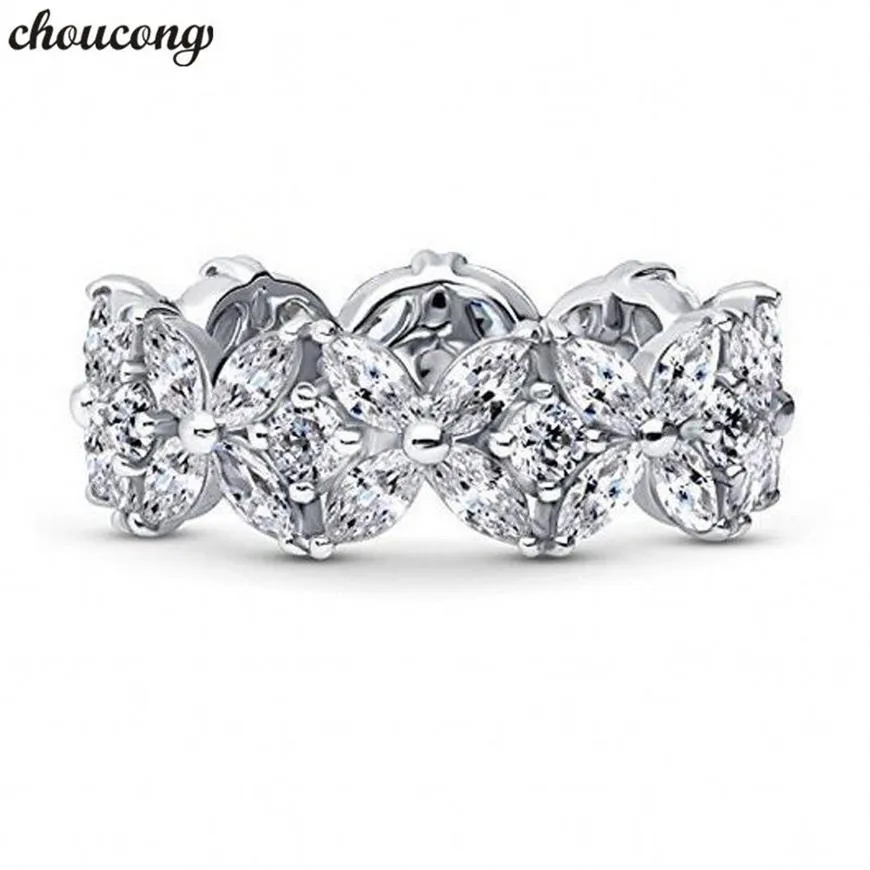 choucong fleur forme promesse bague en argent sterling 925 diamant cz fiançailles alliance anneaux pour femmes bijoux cadeau200o