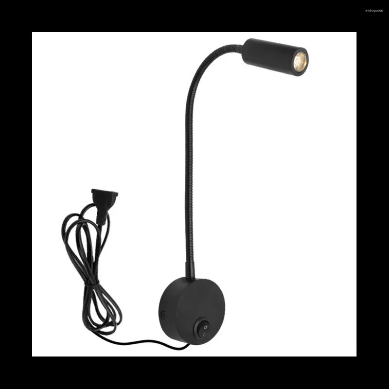 Wall Lamp Wall-Mounted Reading Hose Bedside Switch Control Minimalist Style Lamp(Black US Plug)