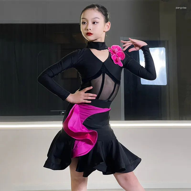 Professional Long Sleeve Latin Dance Disco Dress For Girls Perfect