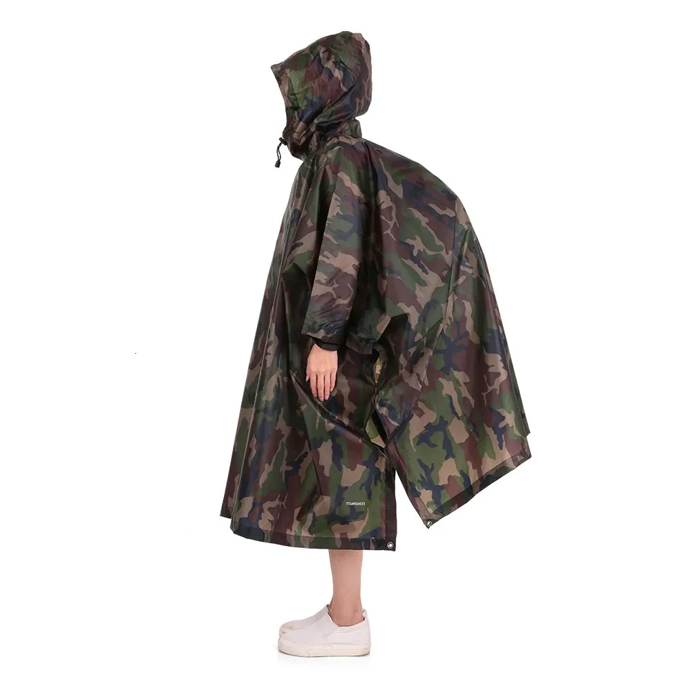 Vêtements de pluie 3 en 1 imperméable sac à dos couverture manteau capuche cyclisme Poncho imperméable tente en plein air Camping tapis 231025