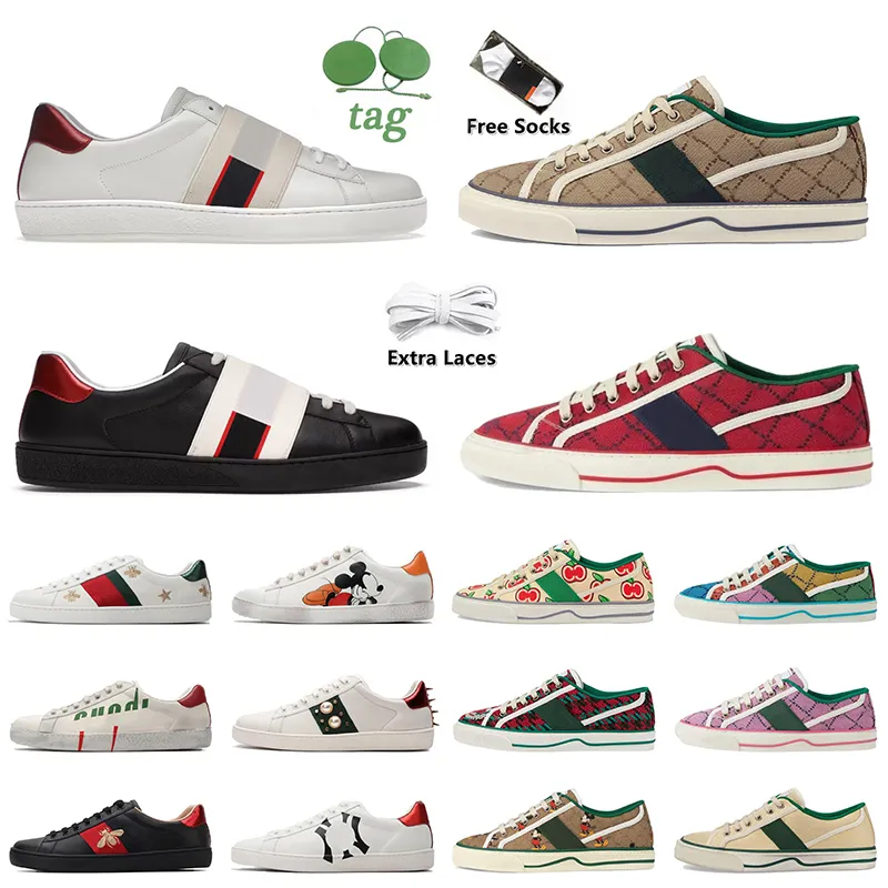 Designer Ace Sneakers أحذية النساء أحذية الرجال Embroidered Bee Snake Tiger Tennis 1977 Off The Grid Canvas Green Red Web White Leather Screener Trainers