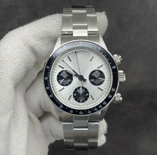 Vintage style luxury ETA watch 37mm 7750 mens women 904L stainless steel Case Sapphire automatic Chronograph waterproof with box serial number matched card