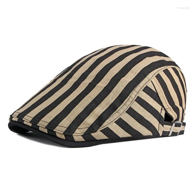 Berets 2023 Cotton Solid Color Striped Sboy Caps Flat Peaked Cap Men And Women Painter Beret Hats 12Berets Wend22