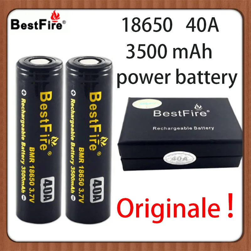 Original BestFire New BMR 18650 litiumbatteri laddningsbart batteri Real 3500mAh 40A 3.7V Power Battery med anti-förfalskningskod