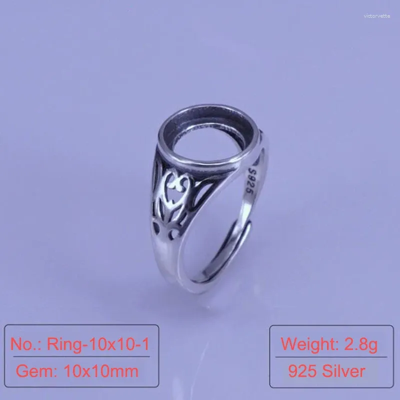 Anneaux de cluster Fashion Thai Silver Bague Base 925 Réglage sans pierres précieuses en détresse Retro Craft Bijoux