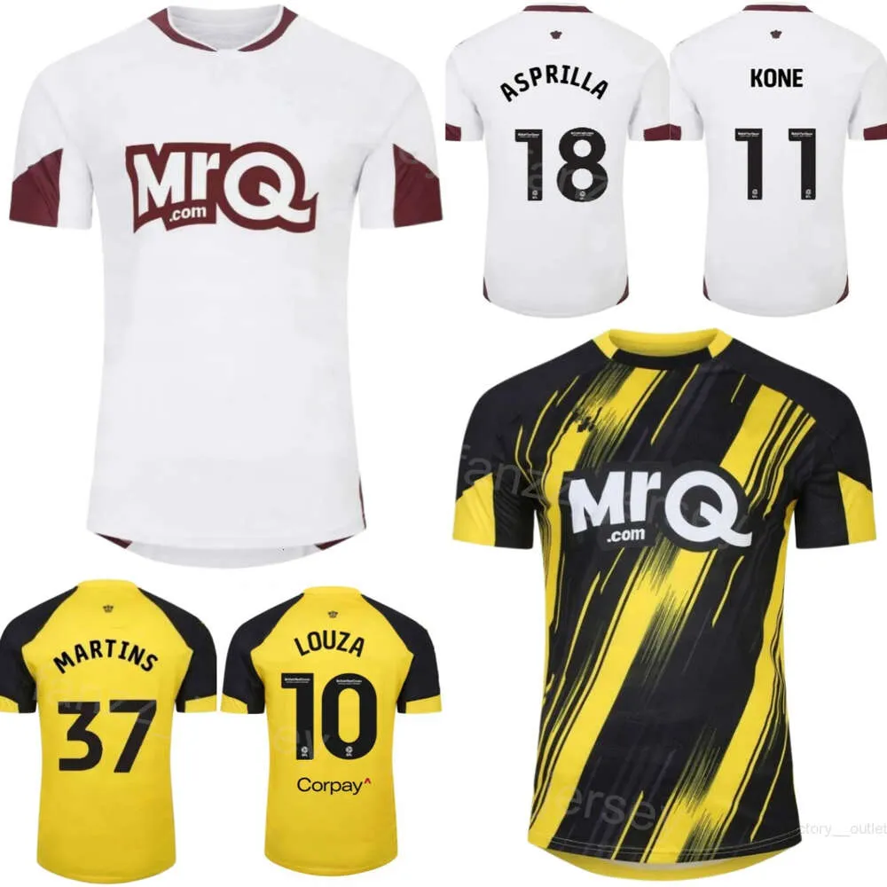 23 24 Club Watfords Soccer 10 Imran Louza Jerseys 7 Tom Ince 4 Wesley Hoedt 9 Mileta Rajovic 19 Bayo Youssouf 37 Matheus Martins Football Shirt Kits Anpassade namnnummer