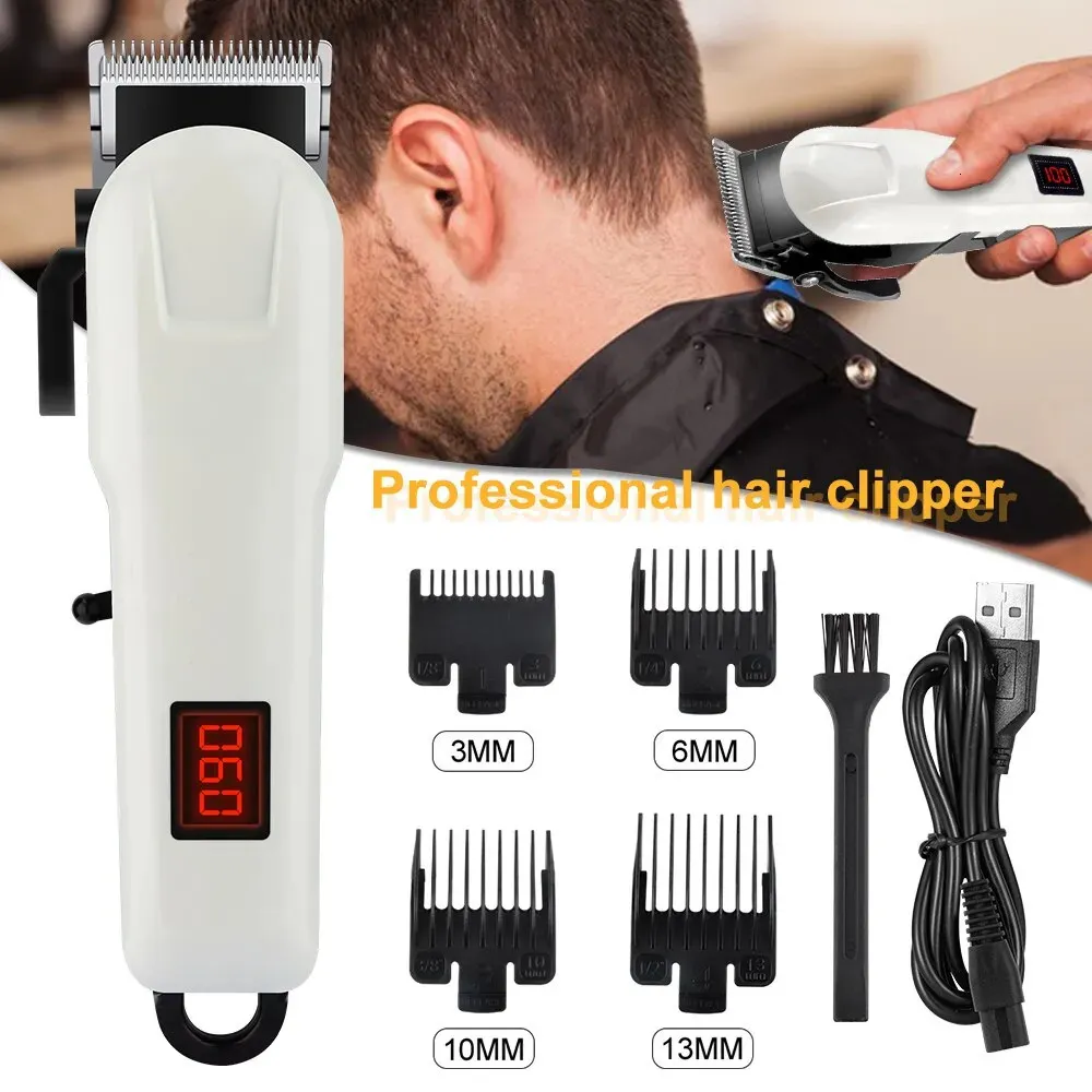 Electric Shavers Hair Clipper Professional laddningsbar trimmer för män Electric Cutter Hair Cutting Machine LCD Cordless Beard Trimmer USB 231025