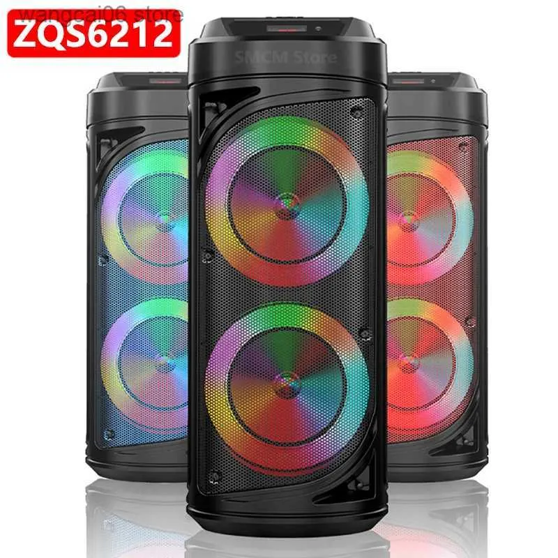 Cell Phone Speakers ZQS6212 Portable Bluetooth Speaker Wireless Column Big Power Stereo Subwoofer Bass Party Speakers with Microphone Family Karaoke T231026