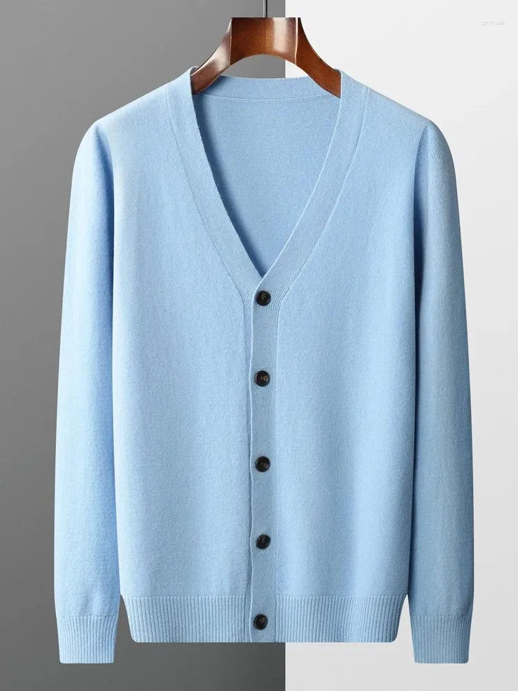 سترات الرجال Mvlyflrt Pure Merino Wool Sweater Jacket