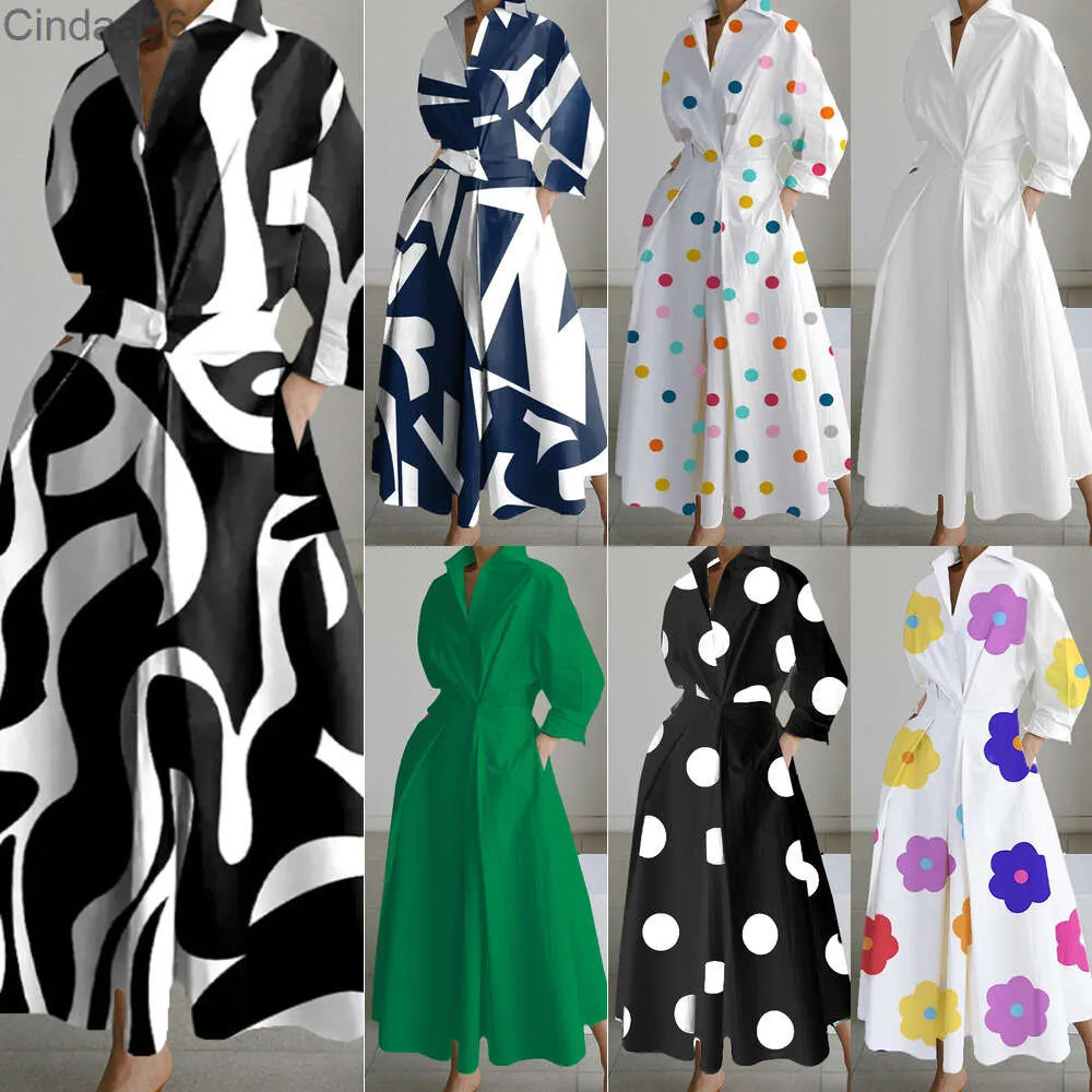 Toptan 2023 Kadın için Sonbahar Elbiseleri Yeni Moda Uzun Kollu V Yazı Baskısı Zarif Vestido Tasarımcı Elbise Kıyafetler