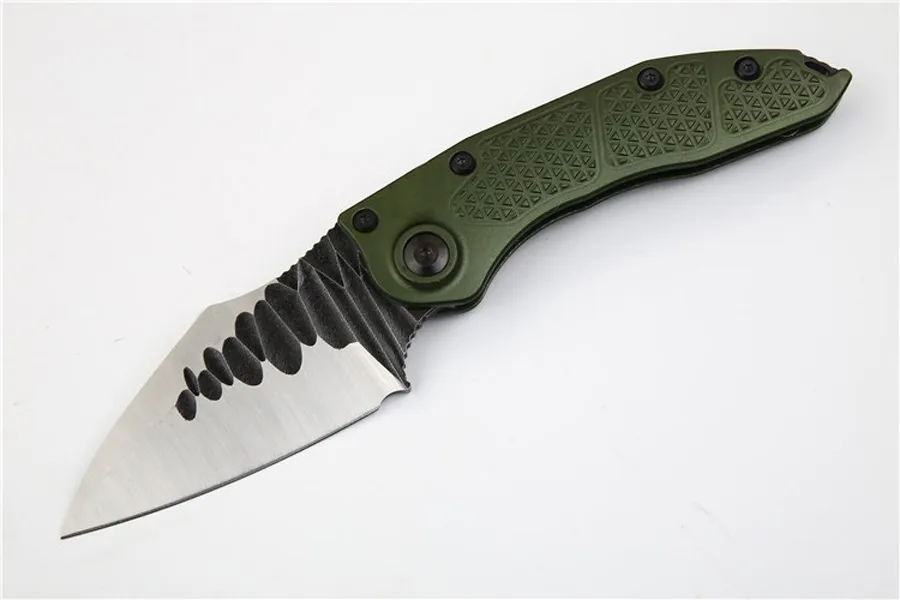 Special Offer High End Samier Knives Custom Stitch II Auto Tactical Folding Knife D2 Satin Blade Green T6061 Handle Survival Camping Knives