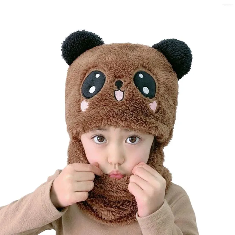 Bérets hiver enfants chaud Panda animaux chapeaux dessin animé fausse fourrure coupe-vent pull écharpe chapeau léger en peluche bonnets