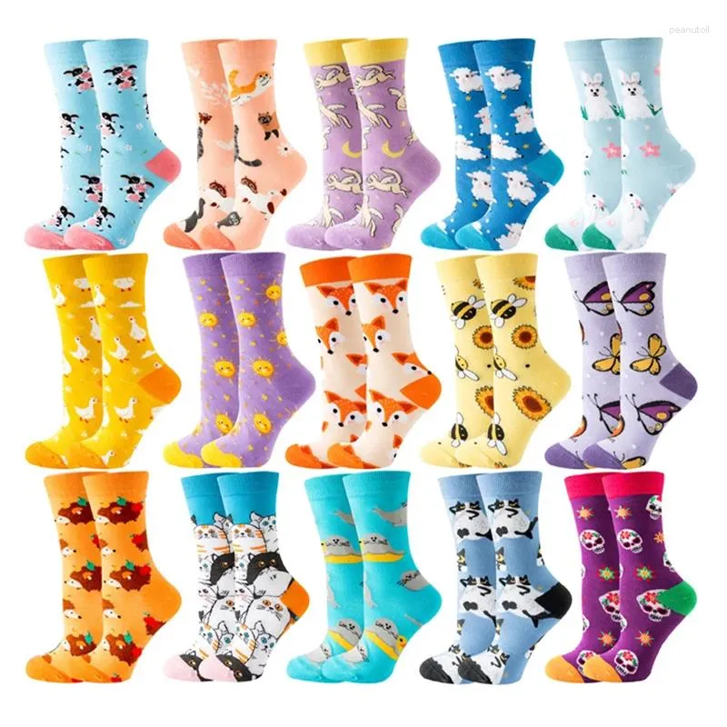 Kadınlar SOCKS Kadınlar Bahar Yaratıcı Karikatür Hayvan Kirpi İnek Bee Tide çorap Sevimli Harajuku Moda Eğlence Jacquard Çorap