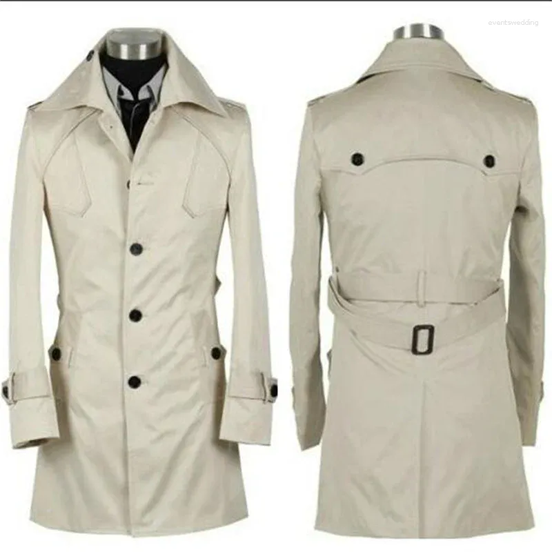 Trench da uomo Cappotto Uomo Cappotto Manica lunga Uomo Medio-lungo Abbigliamento Business 2023 Designer Slim Capispalla sexy Casaco Masculino