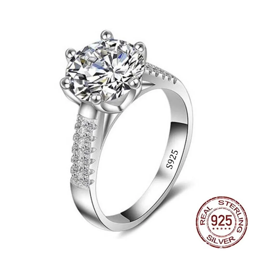 Echte, hochwertige Krone, großer 2-Karat-Simulations-Moissanit-Ring, Damen-Hochzeitsschmuck, Geschenk J-039227g
