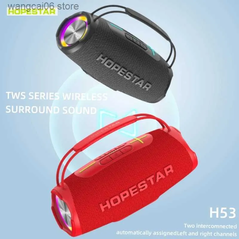 Mobiltelefonhögtalare HopeStar H53 35W High Power Portable Bluetooth -högtalare Kraftfull trådlös subwoofer TWS Bass Sound System 5200mAh Battery Boombox T231026