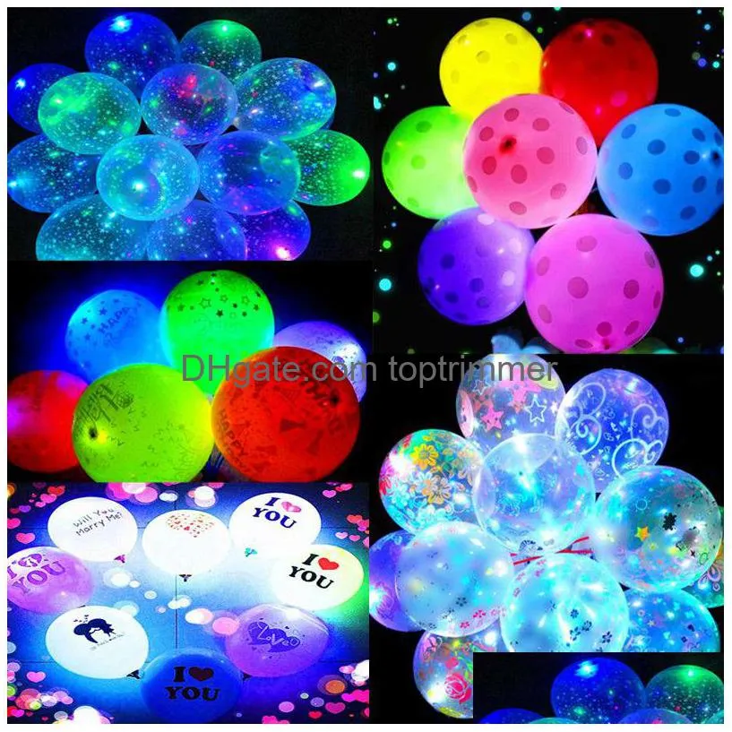 Ballon Led Luminous Transparant Clear Bobo Balls Ballonnen Hartletters Print Valentijnsdag Geschenken Party Decor Toys Drop levering nov Dhsqe