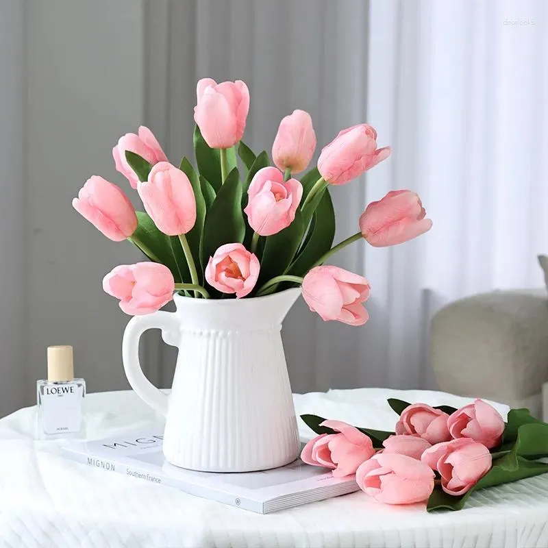 Decorative Flowers Artificial Tulips For Bridal Bouquet Birthday Decoration Bedroom Home Decor