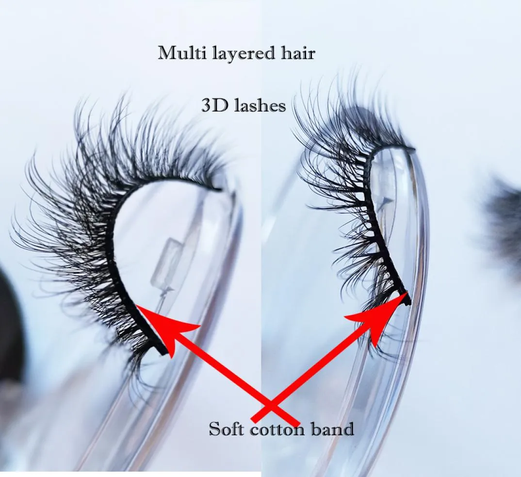 3D fiber lashes mink eyelashes reusable silk eyelash fluffy synthetic lash korean makeup soft hair private logo custom packaging c7475053