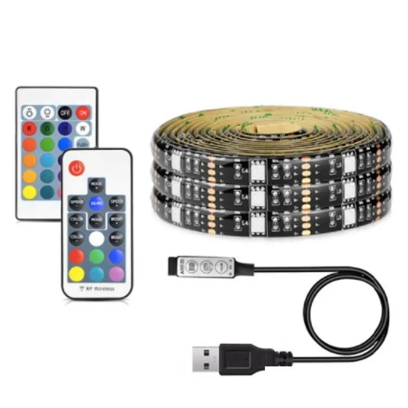 Led Strips 5050 Dc 5V Rgb Led Strip Waterproof 30Led/M Usb Light Strips Flexible Neon Tape 1M-5M Add Remote For Tv Background Drop Del Dhzvh