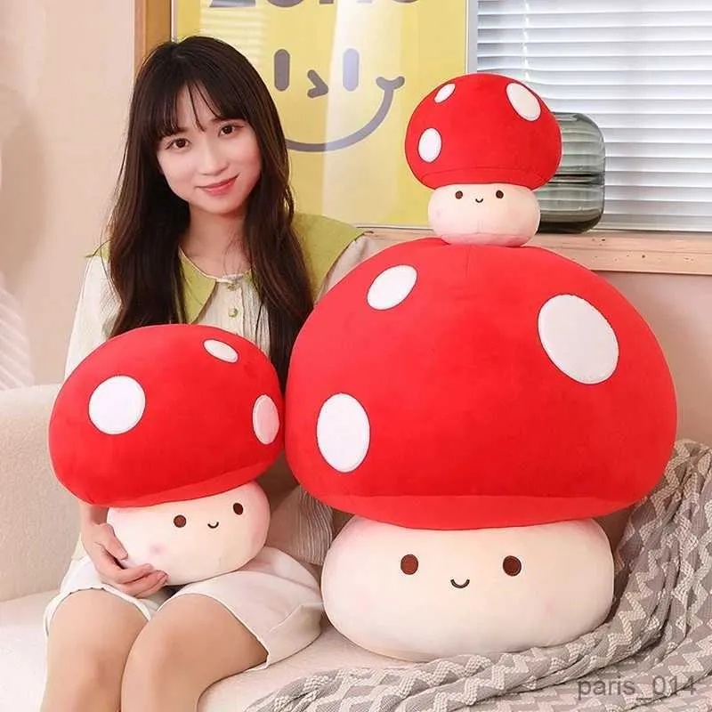 Coussin de canapé en peluche rouge, animaux en peluche, décor plante légumes, jouet créatif Shiitake séché pour enfants