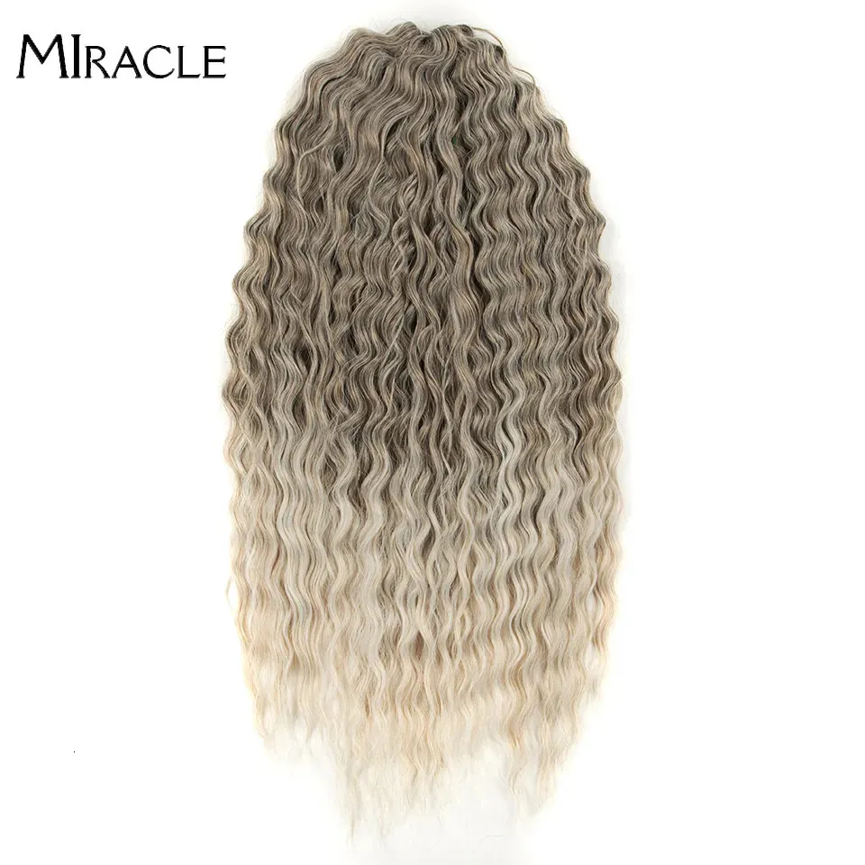 Cheveux humains en vrac vague d'eau bouclée torsion Crochet tresse synthétique Ombre Blonde 24 pouces tressage profond y231025