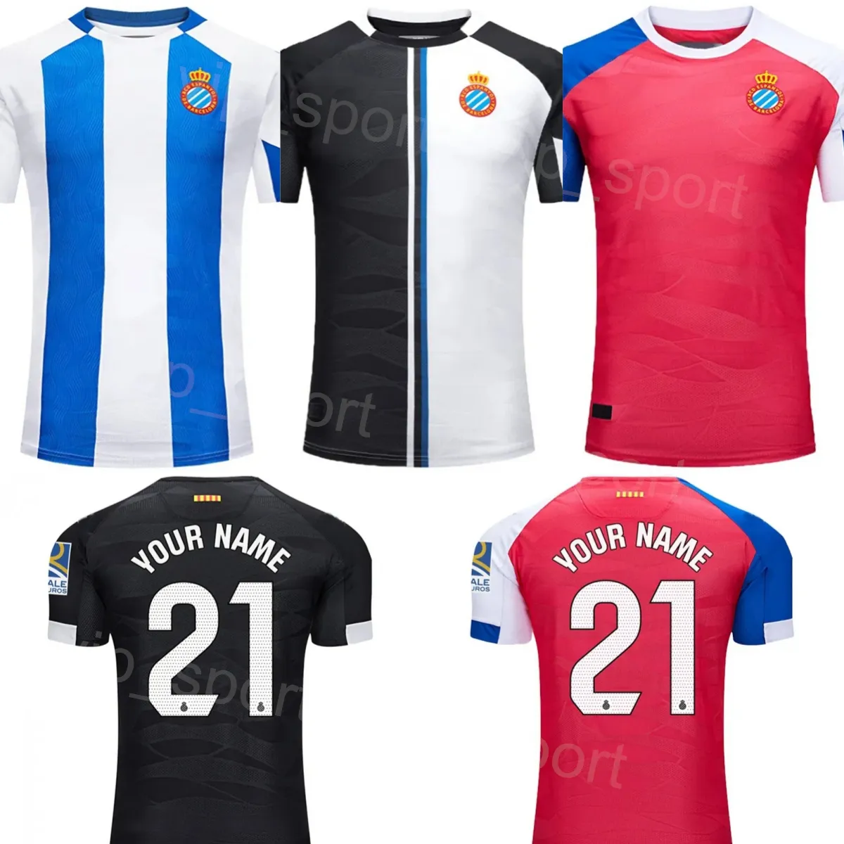 Club RCD Espanyol Soccer Jersey 5 Calero 7 Puado 22 Braithwaite 11 Milla 21 Melamed 17 Carreras 19 Salvi 6 Cabrera 10 Lozano El Hilali Olivan Football Shirt Kits 23 24