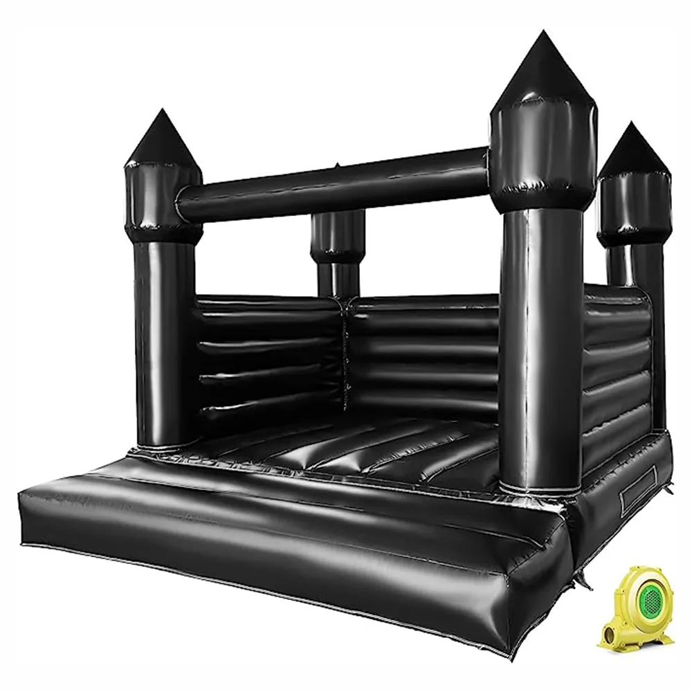 gigantyczne czarne bounce dom nadmuchiwany skoczka sprężysta Zamek duże dekoracje ślubne PVC skaczące łóżko bramka