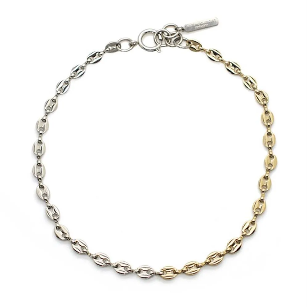 INS Justine Gold und Silber Kontrastfarbe Schwein Nase kurze Halskette Damenmode All-Match Halsband Schlüsselbein Chain283S