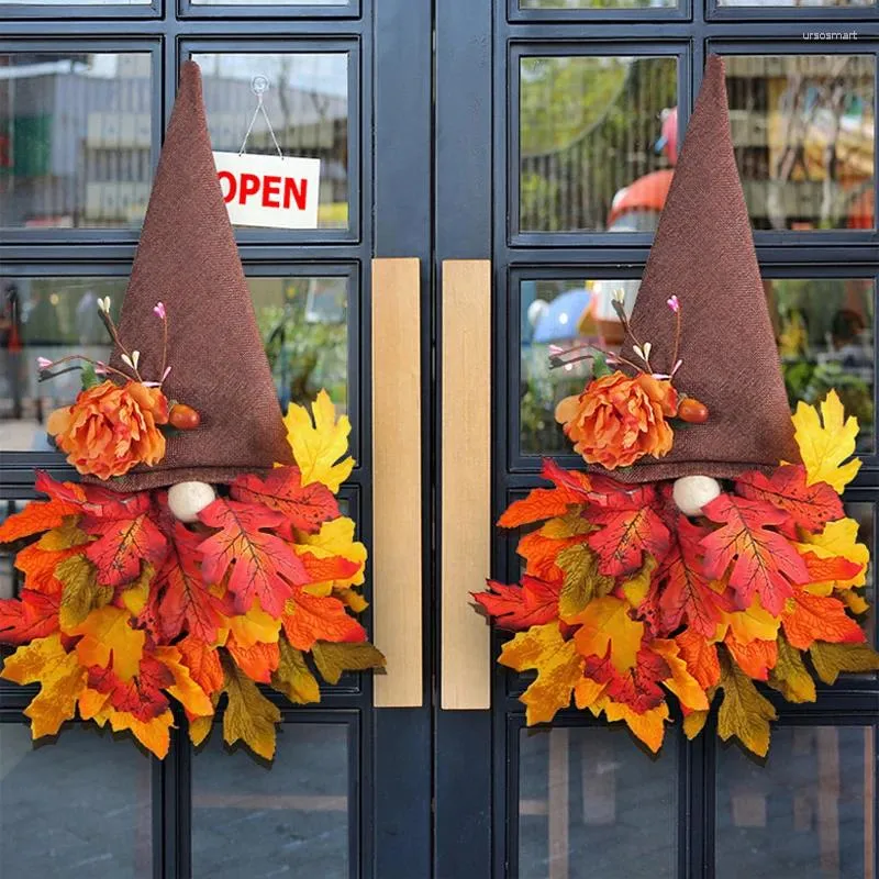 Decorative Flowers 1PC Autumn Hat Wreath Harvest Festival Garland Sunflower Door Hanging Wall Thanksgiving Day Home Decoration