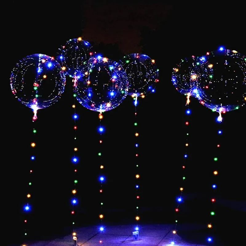 Décorations de Noël 10packs LED allument des ballons Bobo 18 pouces d'hélium coloré avec des lumières de chaîne pour la fête de mariage d'anniversaire D 231026