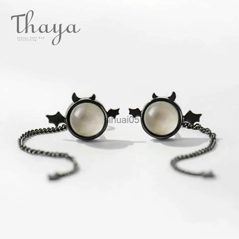 Goujon Thaya Originals Little Devil s925 en argent sterling noir oreille femelle goutte longue queue Mini boucles d'oreilles pour femmes cadeau YQ231026