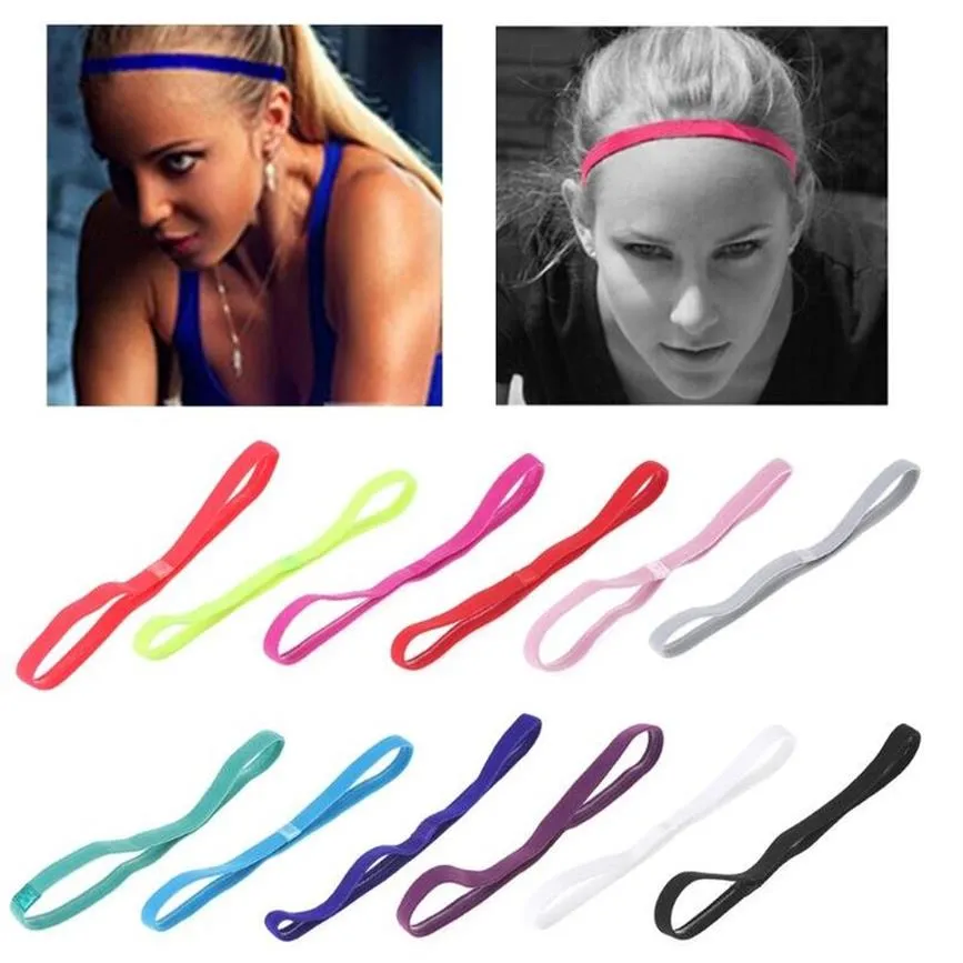 Multicolor Gym Anti-Slip Dünne Elastische Sport Stirnband Frauen Yoga Haar Bands Slim Fitness Schweißband Stirnband Haar Accessories3223