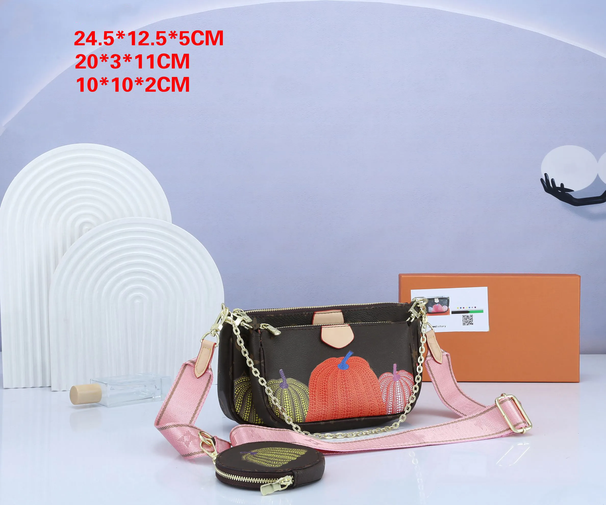 3pcs set Multi Pochette Accessories mahjong Bags designer YK Pumpkin Print series Monograms Eclipse Bags Shoulder crossbody bag Purse Wallet M44840