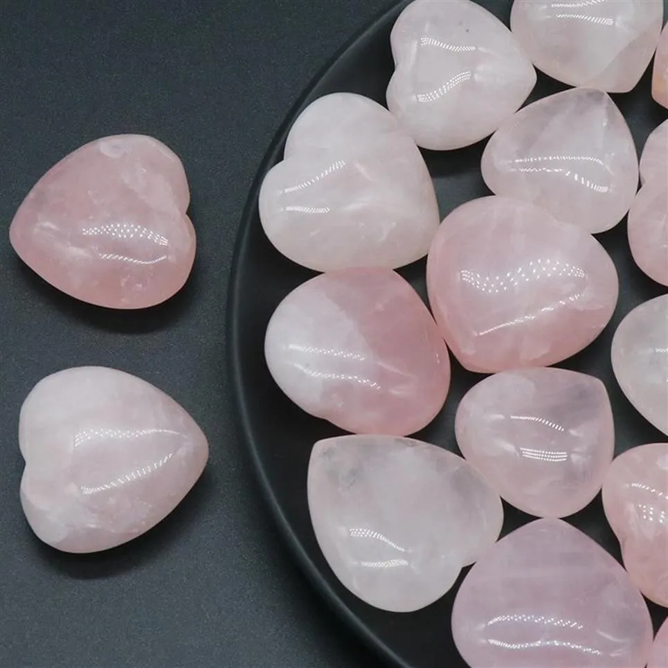 Andra 12st Natural Healing Crystal Rose Quartz Heart Love Worry Stones Set Bulk Polished Pick Palm Thumb Gemstones Chakra Balan3309