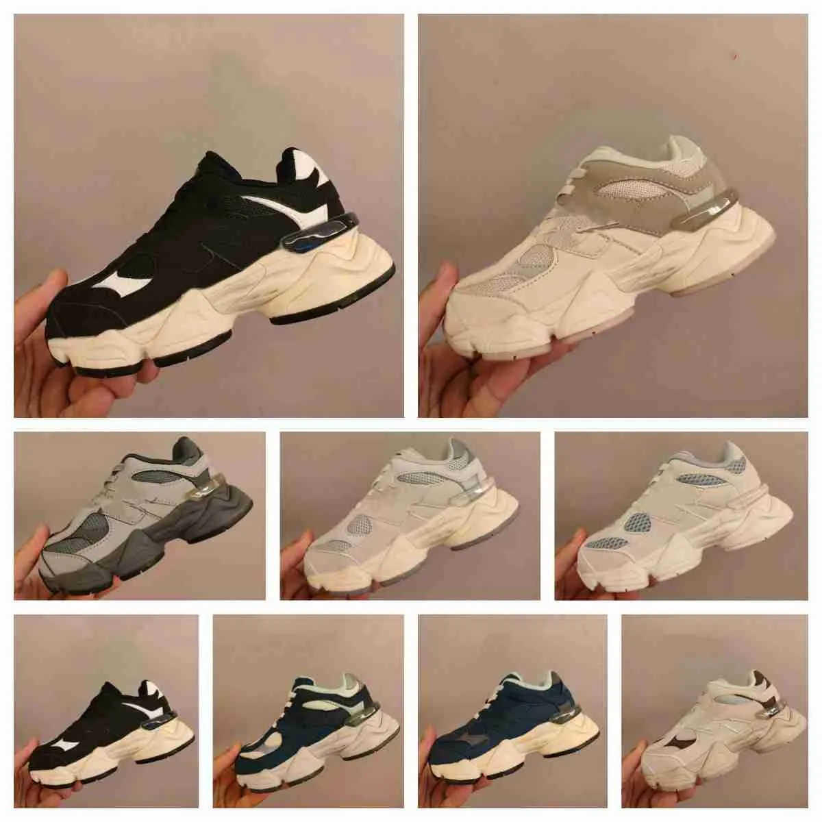 Designer Athletic 9060 Kids Shoes low boys Sports Girls baby sneakers toddler tennis basketball Cream youth Black Grey white Pink for school Kids size 26-35