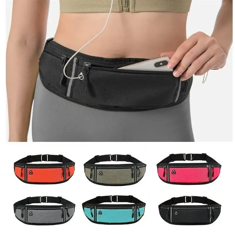 Waterproof Lightweight Reflective Strip Waist Fanny Pack Gym Sports Running Waist Bag Adjustable Elastic Straps