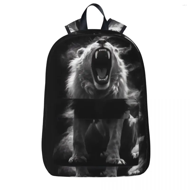 Rucksack Löwen weißes Pulver weiblicher Polyester Wanderwanderrucksäcke Langlebige Kawaii High School Taschen Rucksack