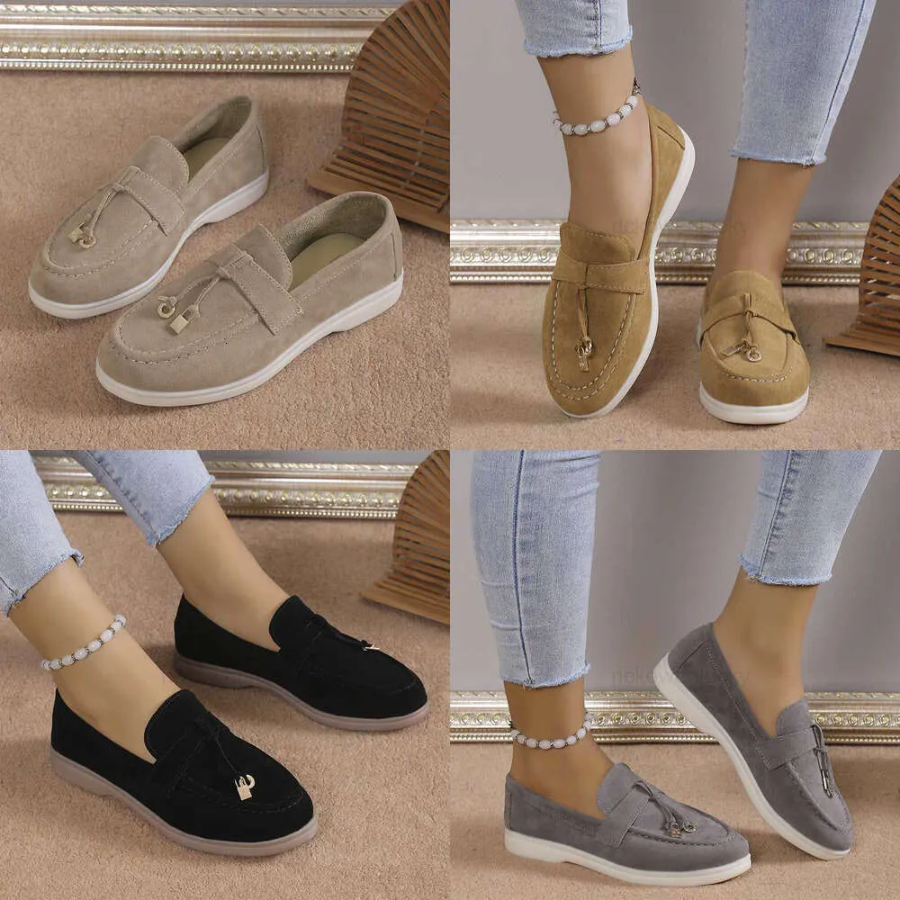 Loro Pianaa Loro Piano LP Womens Autumn Shoe Spring Summer LP och Winter Slip-On Lazy People Slip On Bean Shoes Womens Shoes Tassel Tjock Soled Comfort Casual Shoes