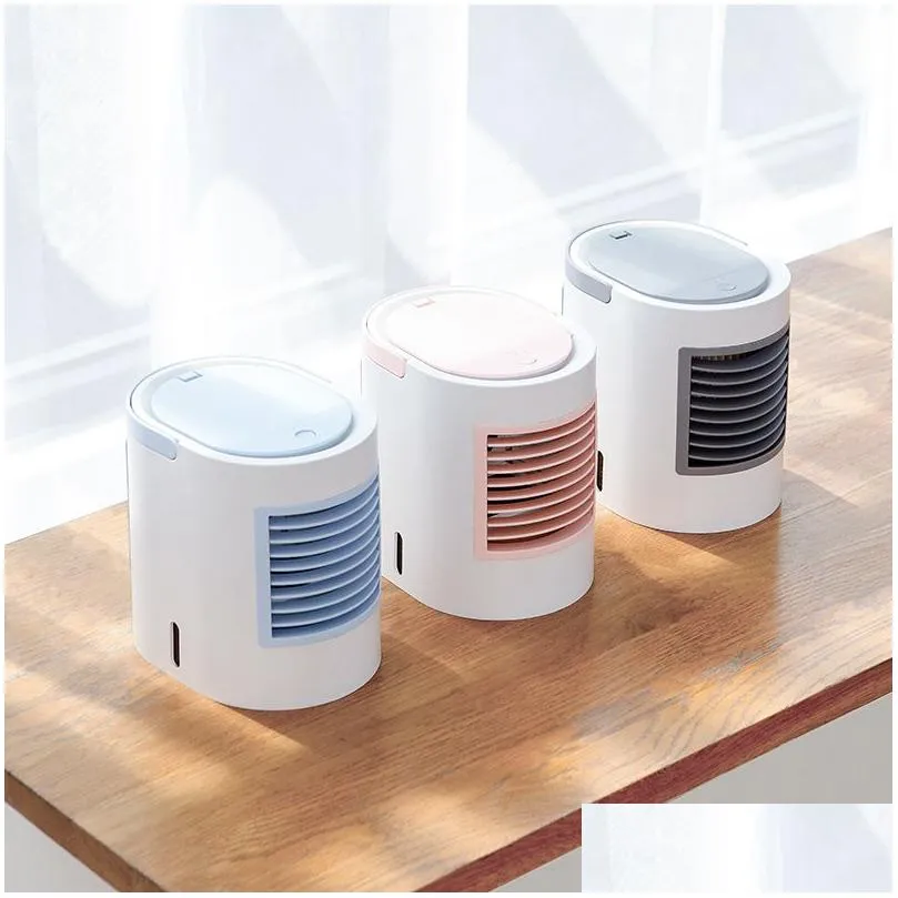 Outros móveis Verão Alta Moda Mini Portátil Mão Móvel Ar Condicionado Refrigeração Ventilador Refrigerador Usb Chargable Resfriamento Humidi Dhffk