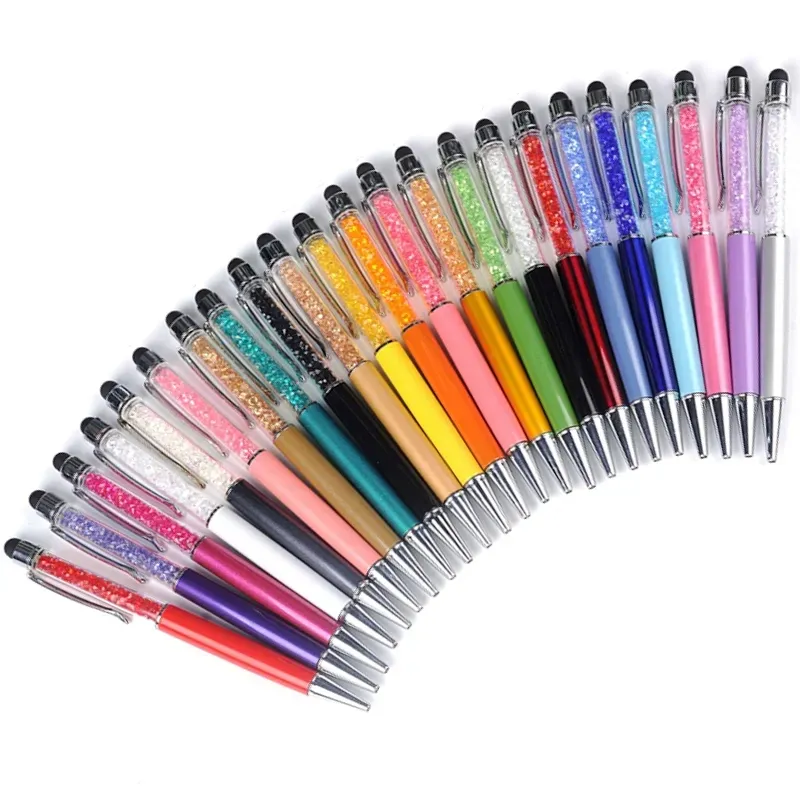 groothandel Creatieve 24 kleuren Bling Crystal Balpen Creatieve Pilot Stylus Touch Pen voor het schrijven van briefpapier Kantoor School Student Gift