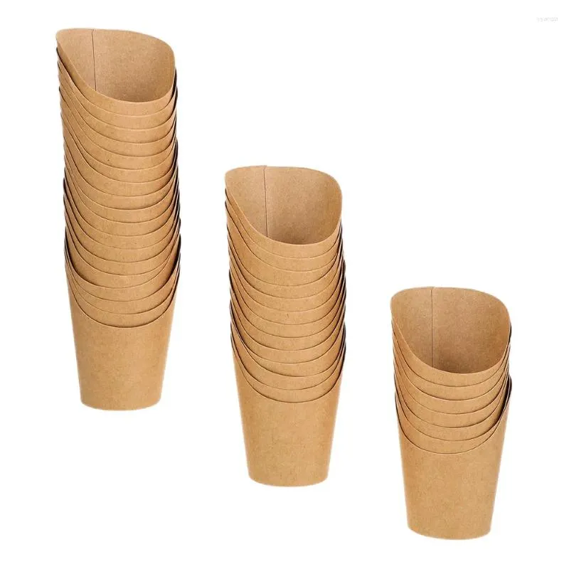 Dinnerware Sets 100 Pcs Disposable Serving Trays Kraft Paper Fries Cup French Holders Cups Container Containers