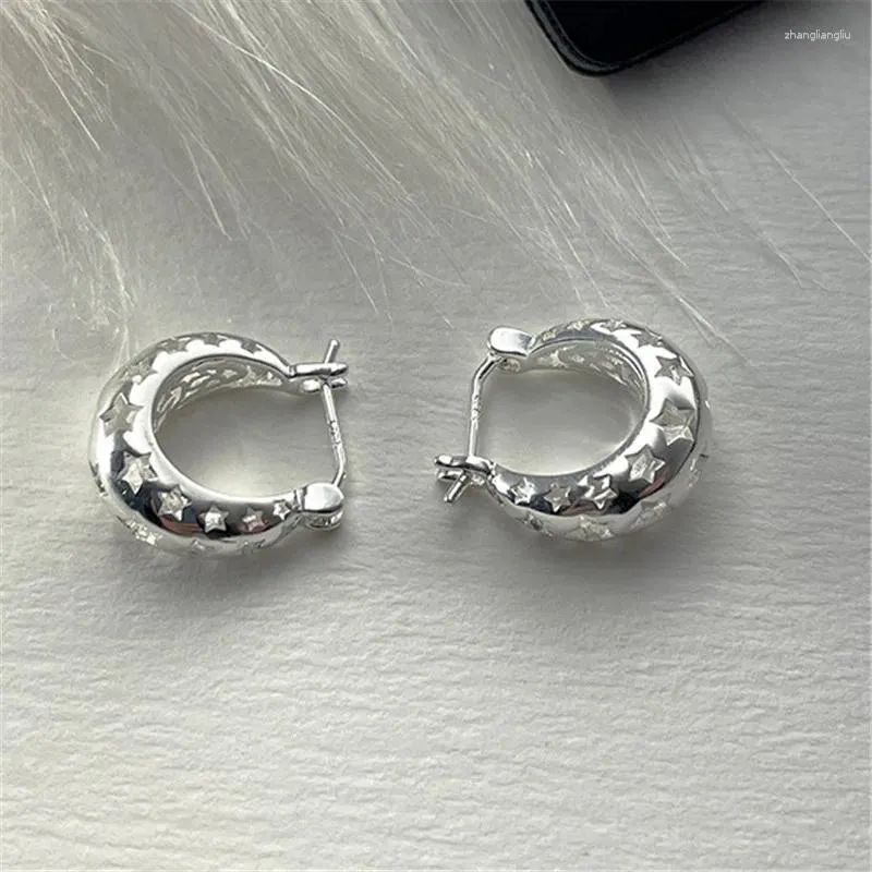 Hoop Earrings 925 Silver Needle Star Piercing Earring For Women Girls Lovely Wedding Party Jewelry Gift Pendientes Eh1049