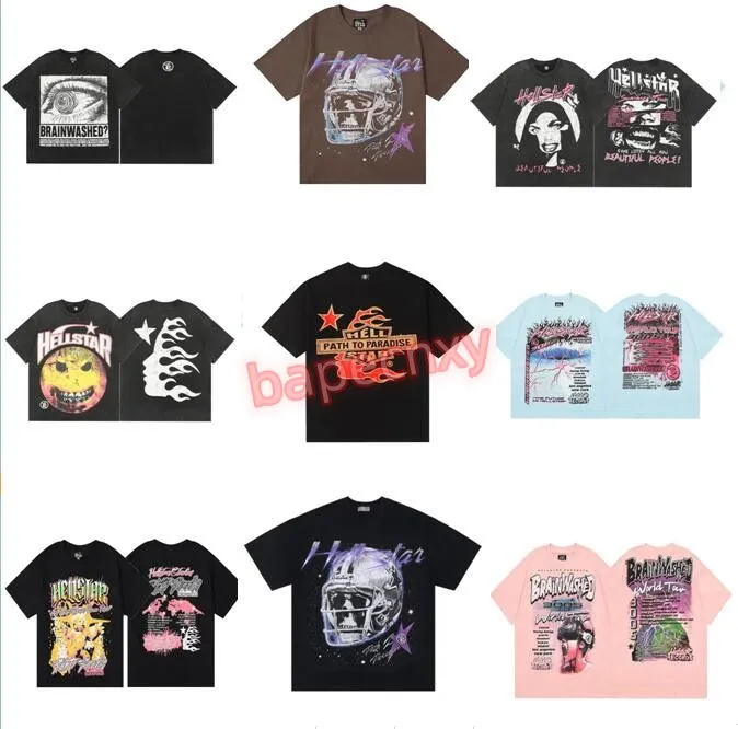 Hellstar T-shirt Rappe Hommes Femmes Tshirt Rappeur Lavé Gris Noir Heavy Craft Unisexe À Manches Courtes Haut High Street Mode Rétro Hell T-shirt Femme Designers Tees