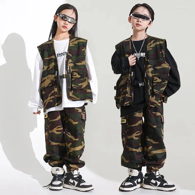 Vêtements de scène pour enfants, vêtements de danse de salle de bal, chemise, pantalon, veste, Costumes de danse Hip Hop de rue pour filles et garçons, compétition de Jazz