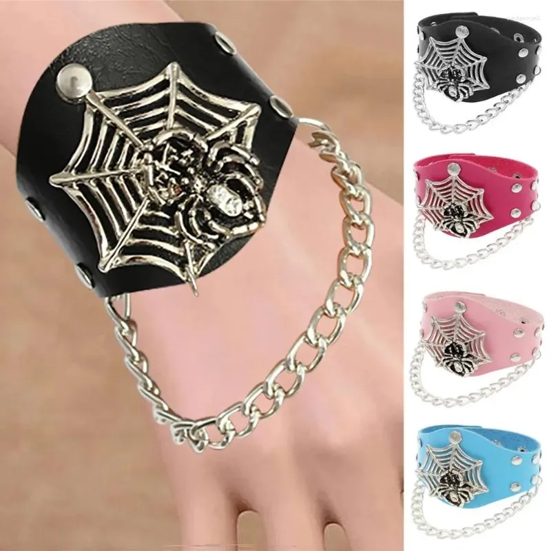 Bracelets de charme Punk Vintage Style Cuir Unisexe Hipop Gothique Araignée Alliage D'aluminium Rétro Fête En Gros Cadeau