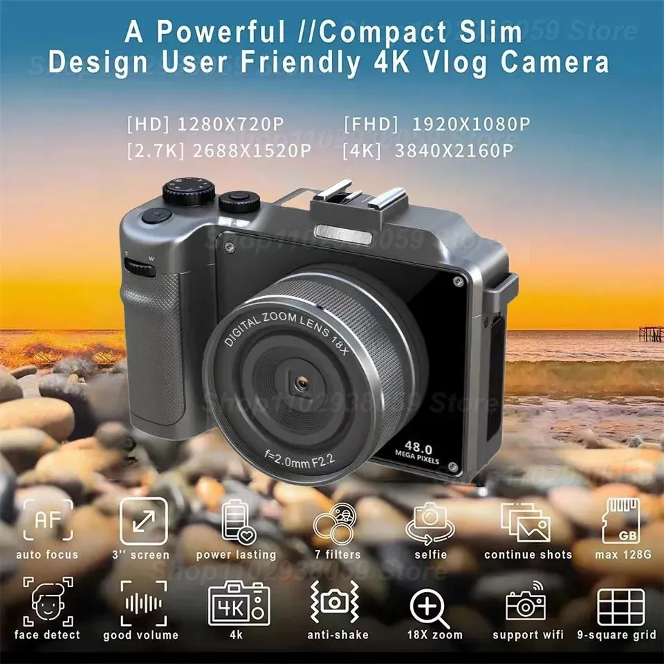 Видеокамеры 4k Wi-Fi цифровая камера Студенческая видеокамера HD съемка Micro Single DSLR Ретро 48 мегапикселей для начинающих фотографов 231025