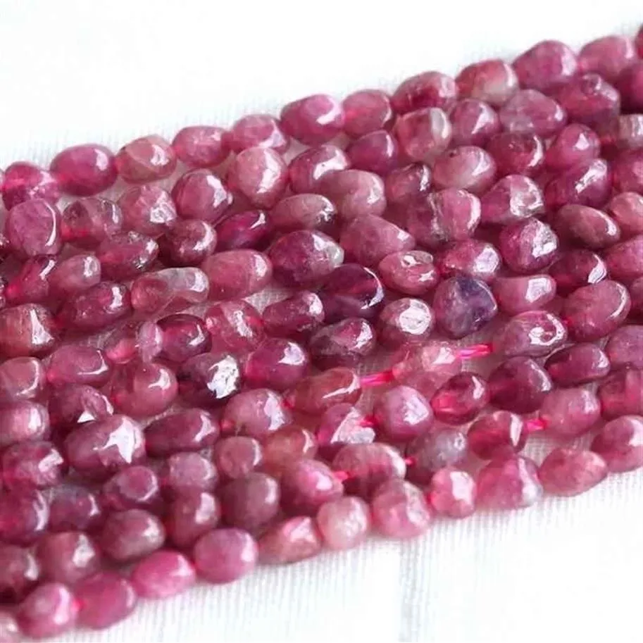 Rabatt högkvalitativ naturlig äkta rosa turmalin Nugget Loose Beads Form 5-6mm Fit smycken 03683276N