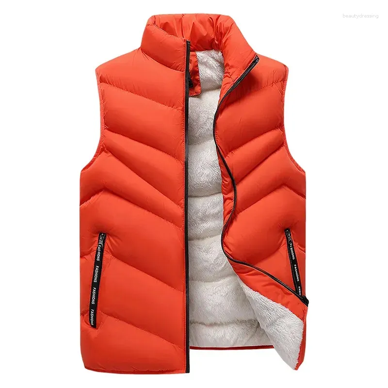 Kamizelki męskie bawełniana kurtka jesienna zima solidna kamizelka kamizelka kieszonkowa kieszonkowa bez rękawów luźne proste dojazdy do pracy