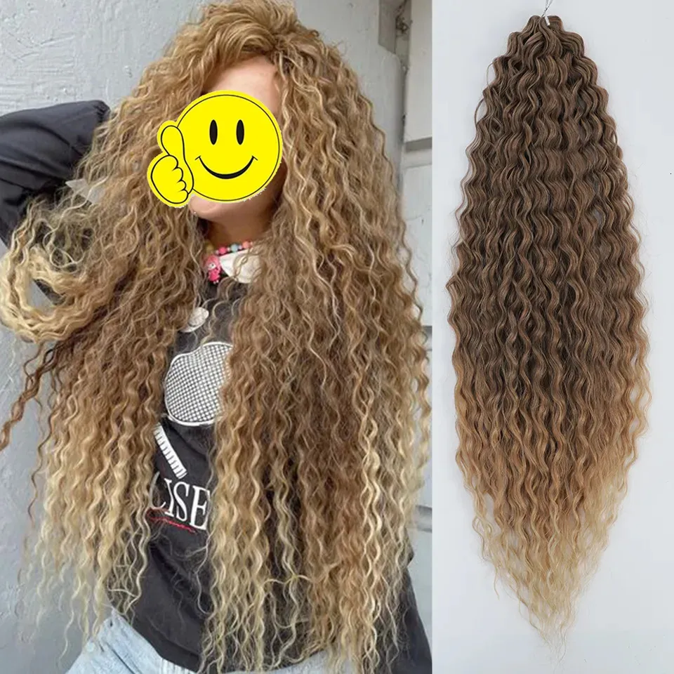 Synthétique s vague profonde torsion Crochet cheveux naturel Afro boucles tresses Ombre tressage pour les femmes haute température 231025